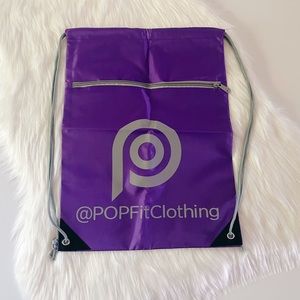 ✨HP✨ NWOT POP FIT Purple Gray Drawstring Zipper Gym Bag Tote